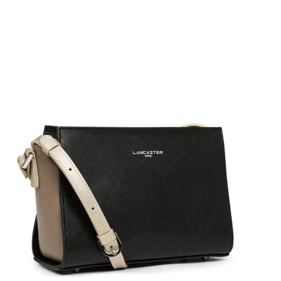 sac trotteur - saffiano intemporel #couleur_noir-vison-champagne
