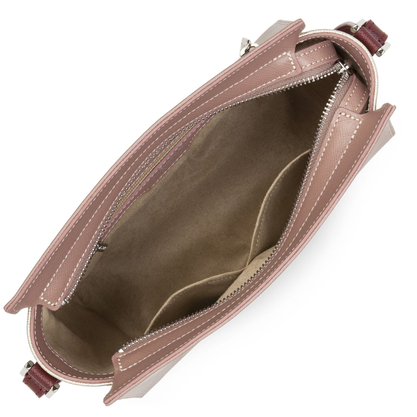 sac trotteur - saffiano intemporel #couleur_rose-antique-champagne-bordeaux