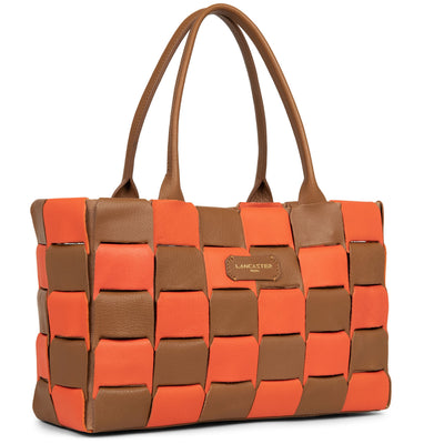 sac cabas main - studio enlacé #couleur_camel-orange
