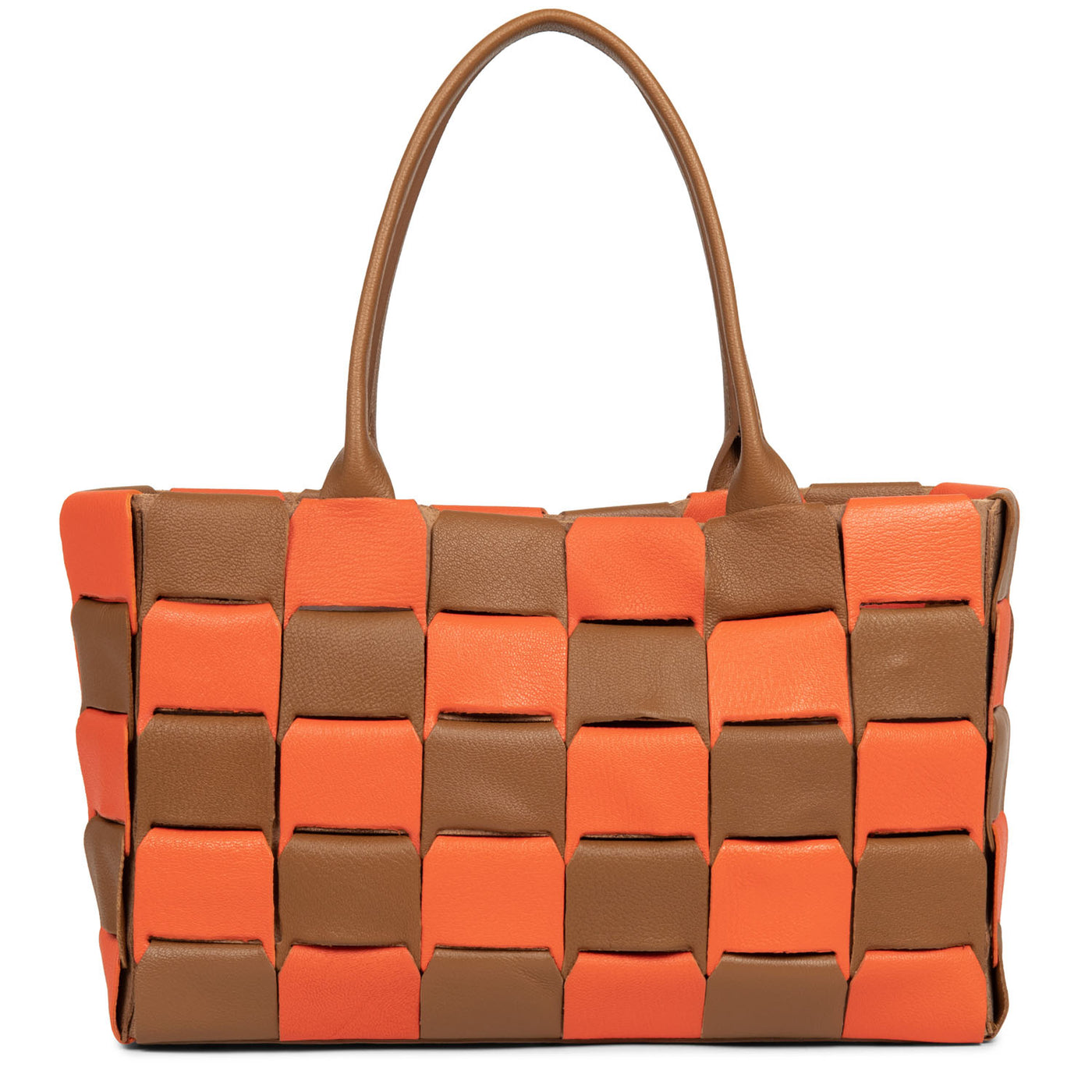 sac cabas main - studio enlacé #couleur_camel-orange