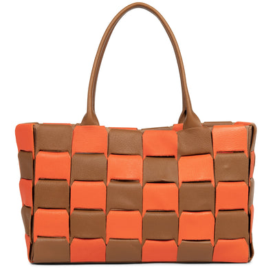 sac cabas main - studio enlacé #couleur_camel-orange