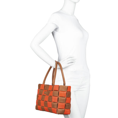 sac cabas main - studio enlacé #couleur_camel-orange