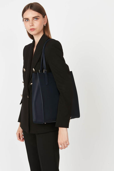 sac cabas épaule - pur & element city #couleur_bleu-fonc-in-argent