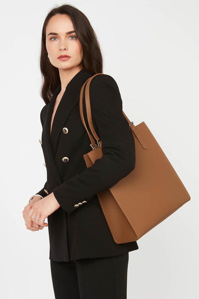 sac cabas épaule - pur & element city #couleur_camel-in-champagne