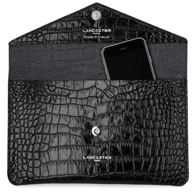 pochette - exotic lézard & croco fr #couleur_noir