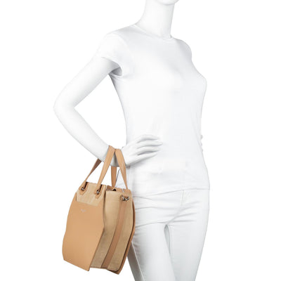 grand sac cabas main - smooth ruche #couleur_camel