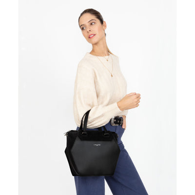 grand sac cabas main - smooth ruche #couleur_noir