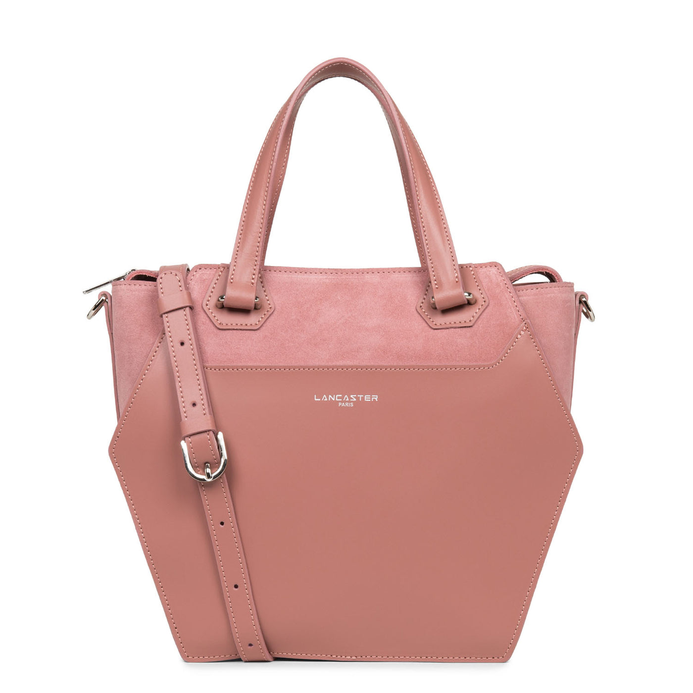 grand sac cabas main - smooth ruche #couleur_rose-cendre