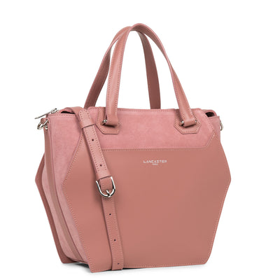 grand sac cabas main - smooth ruche #couleur_rose-cendre
