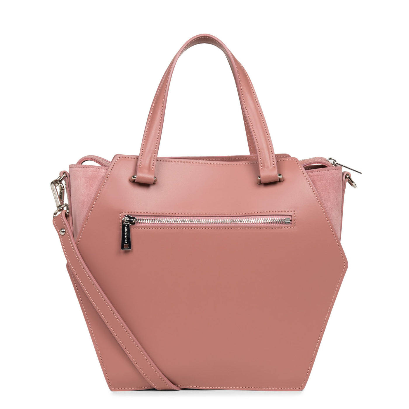 grand sac cabas main - smooth ruche #couleur_rose-cendre
