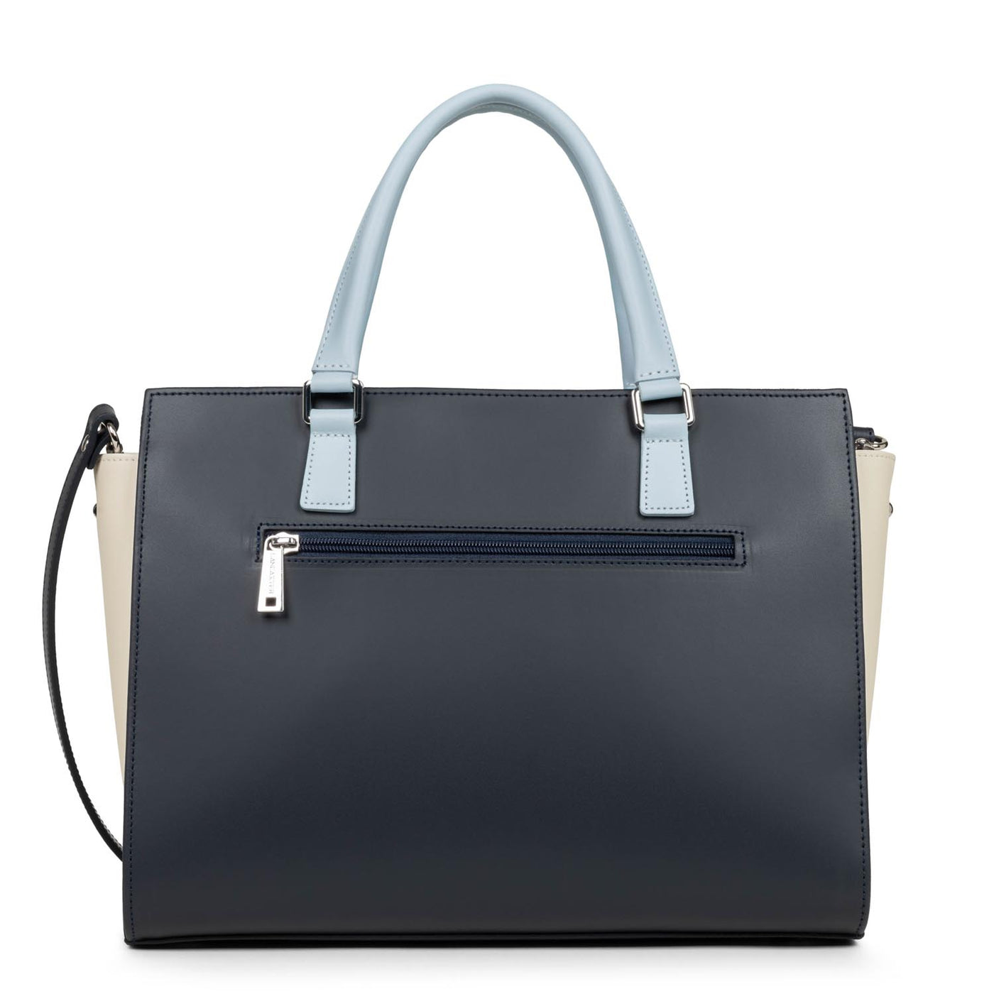 grand sac cabas main - smooth #couleur_bleu-fonc-ecru-bleu-ciel