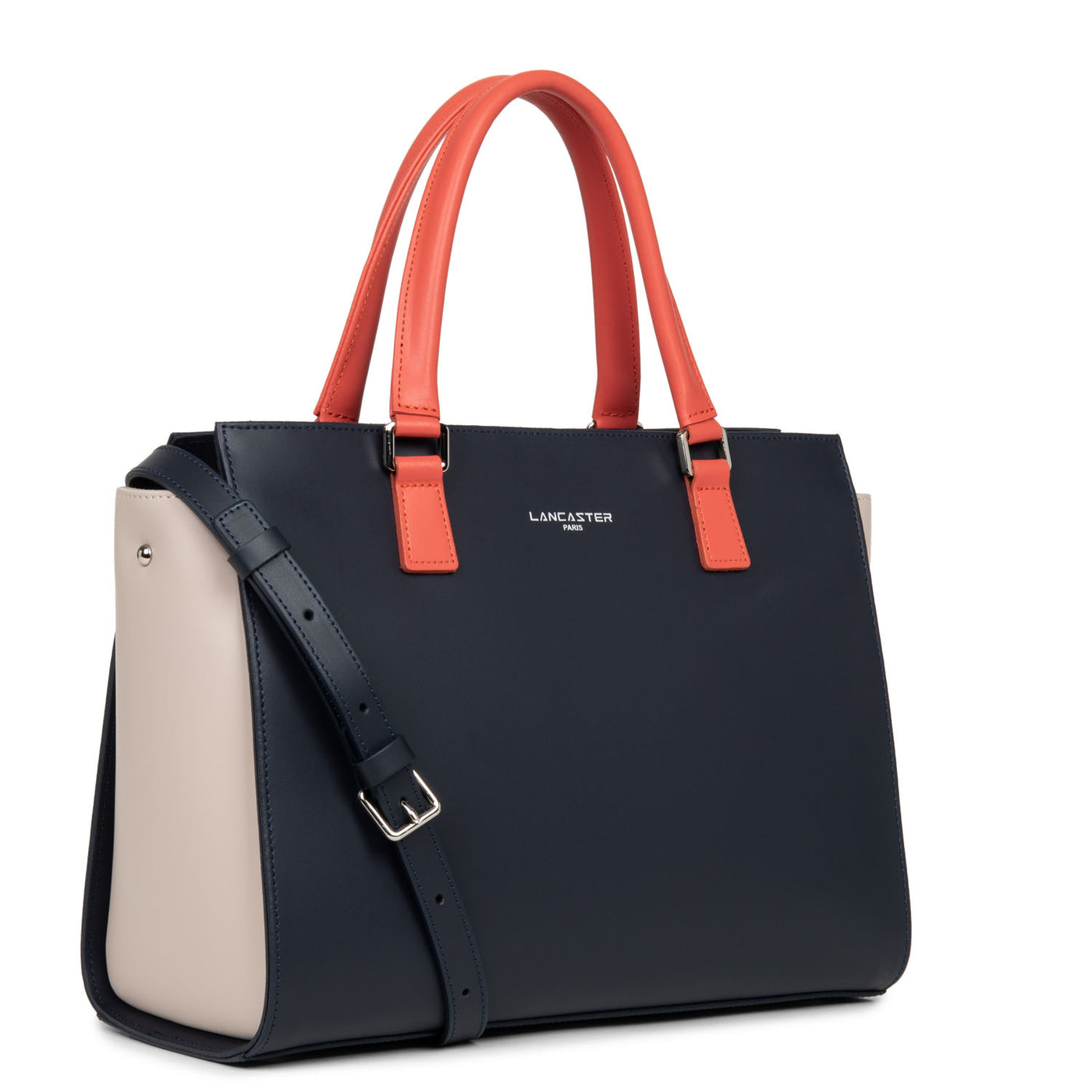 grand sac cabas main - smooth #couleur_bleu-fonc-galet-ros-pastque