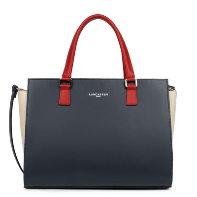 grand sac cabas main - smooth #couleur_bleu-fonc-nude-clair-rouge