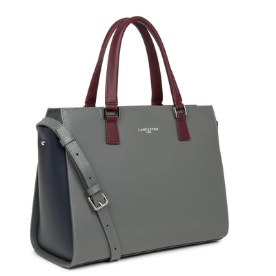 grand sac cabas main - smooth #couleur_gris-bleu-fonce-bordeaux
