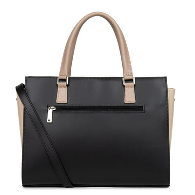 grand sac cabas main - smooth #couleur_noir-nude-clair-nude-fonc