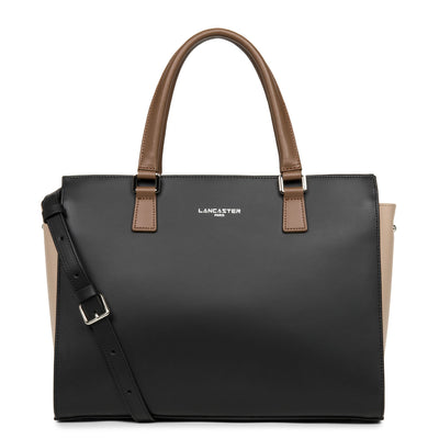 grand sac cabas main - smooth #couleur_noir-nude-vison