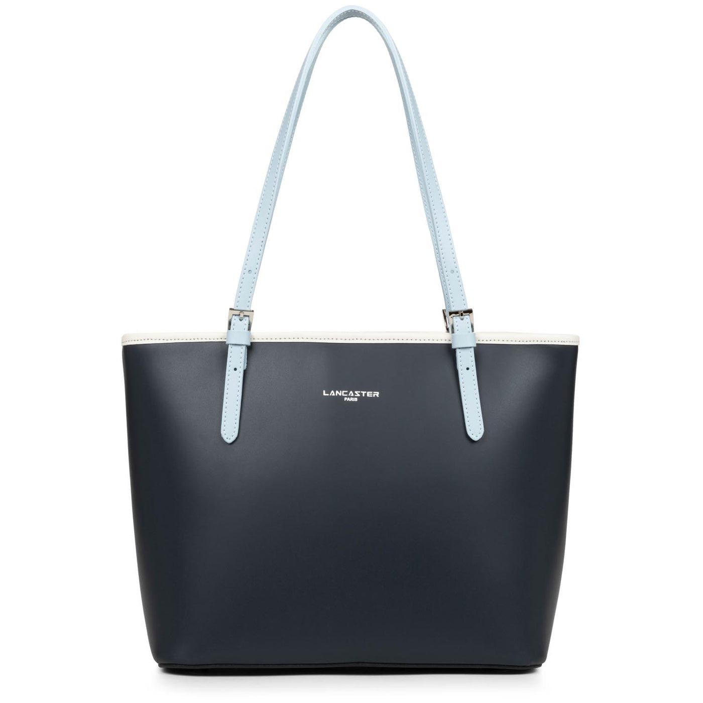 sac cabas épaule - smooth #couleur_bleu-fonc-ecru-bleu-ciel