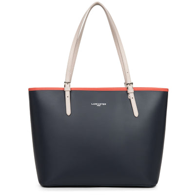 grand sac cabas épaule - smooth #couleur_bleu-fonc-galet-ros-pastque