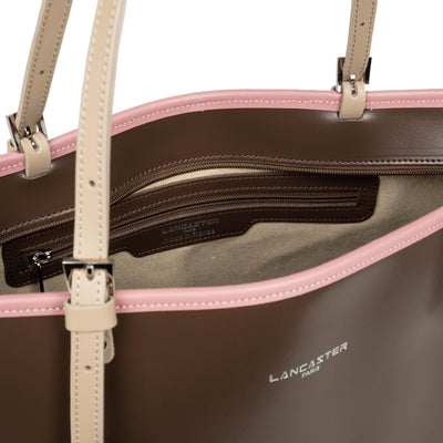 grand sac cabas épaule - smooth #couleur_marron-rose-antic-nude