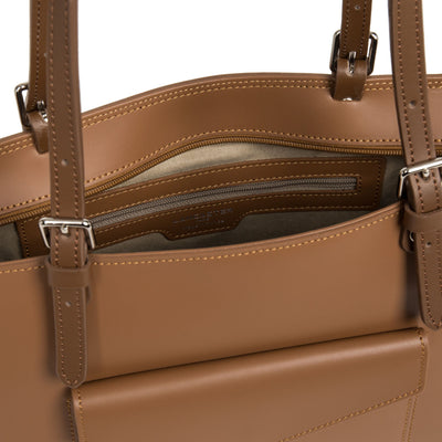 sac cabas épaule - smooth #couleur_camel-potiron-vison