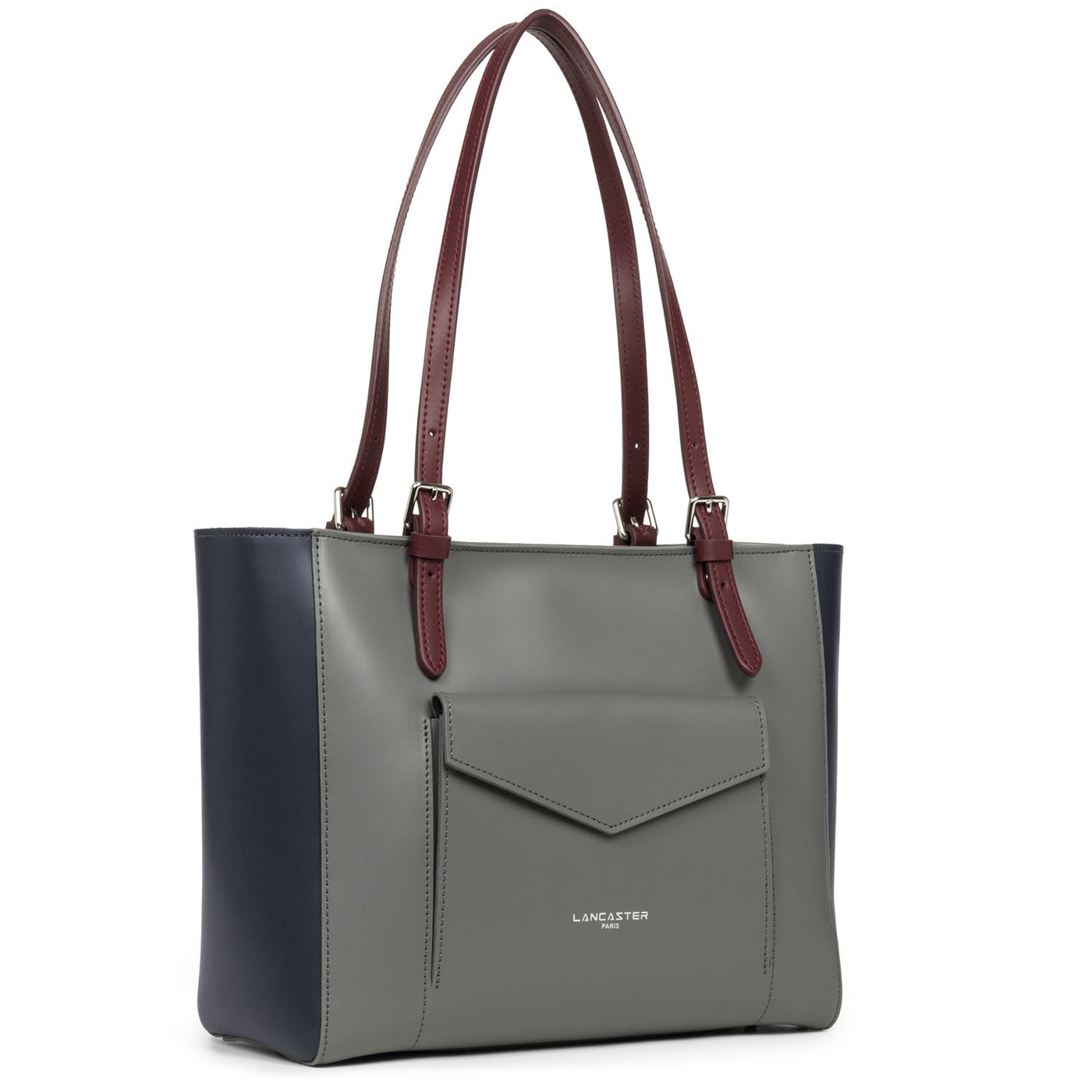 sac cabas épaule - smooth #couleur_gris-bleu-fonce-bordeaux