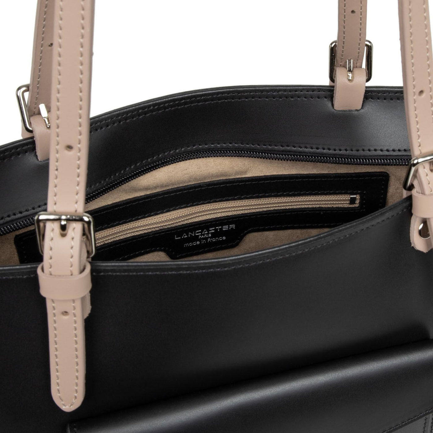 sac cabas épaule - smooth #couleur_noir-nude-clair-nude-fonc