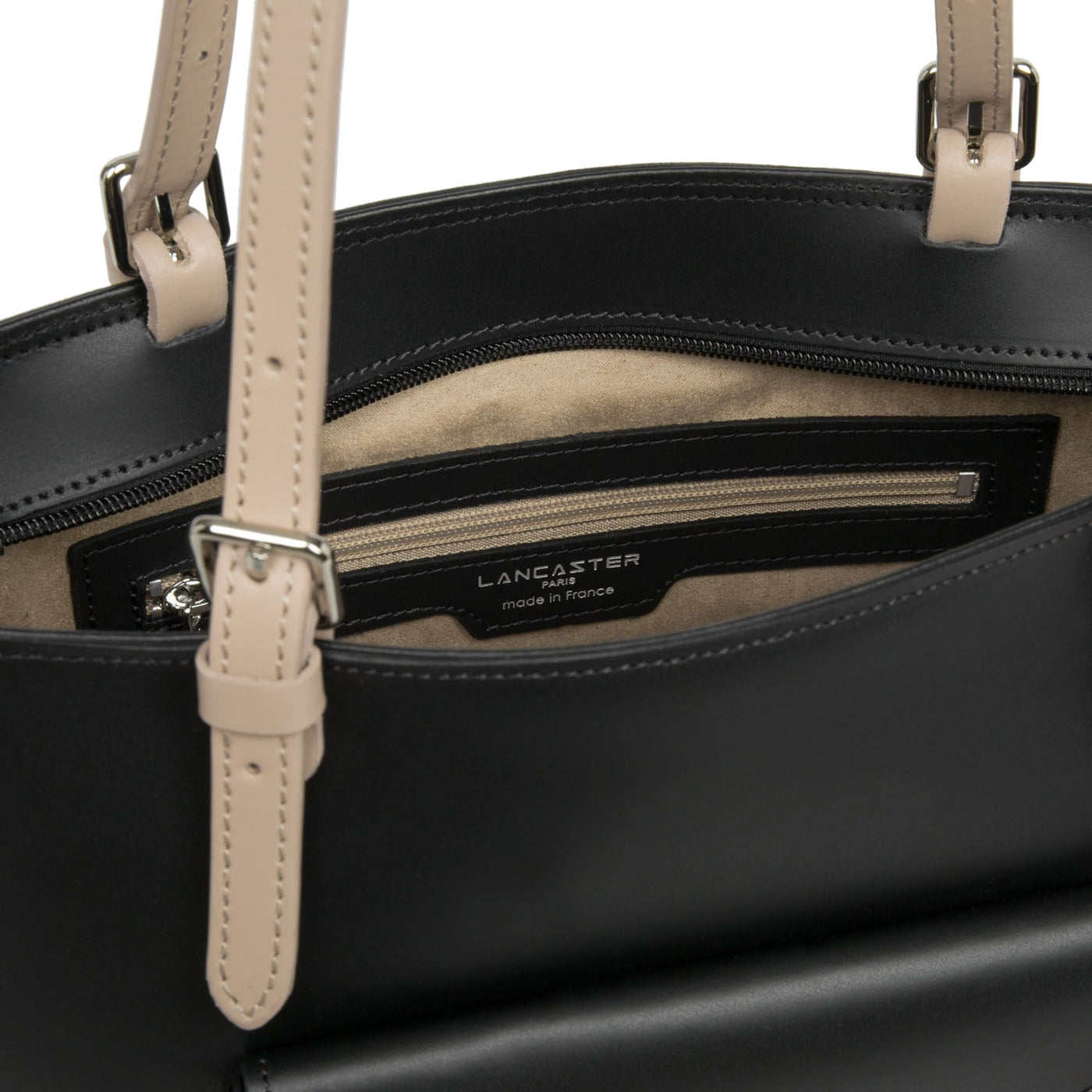 sac cabas épaule - smooth #couleur_noir-taupe-nude-fonce