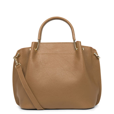 grand sac à main - foulonné double #couleur_camel-in-potiron