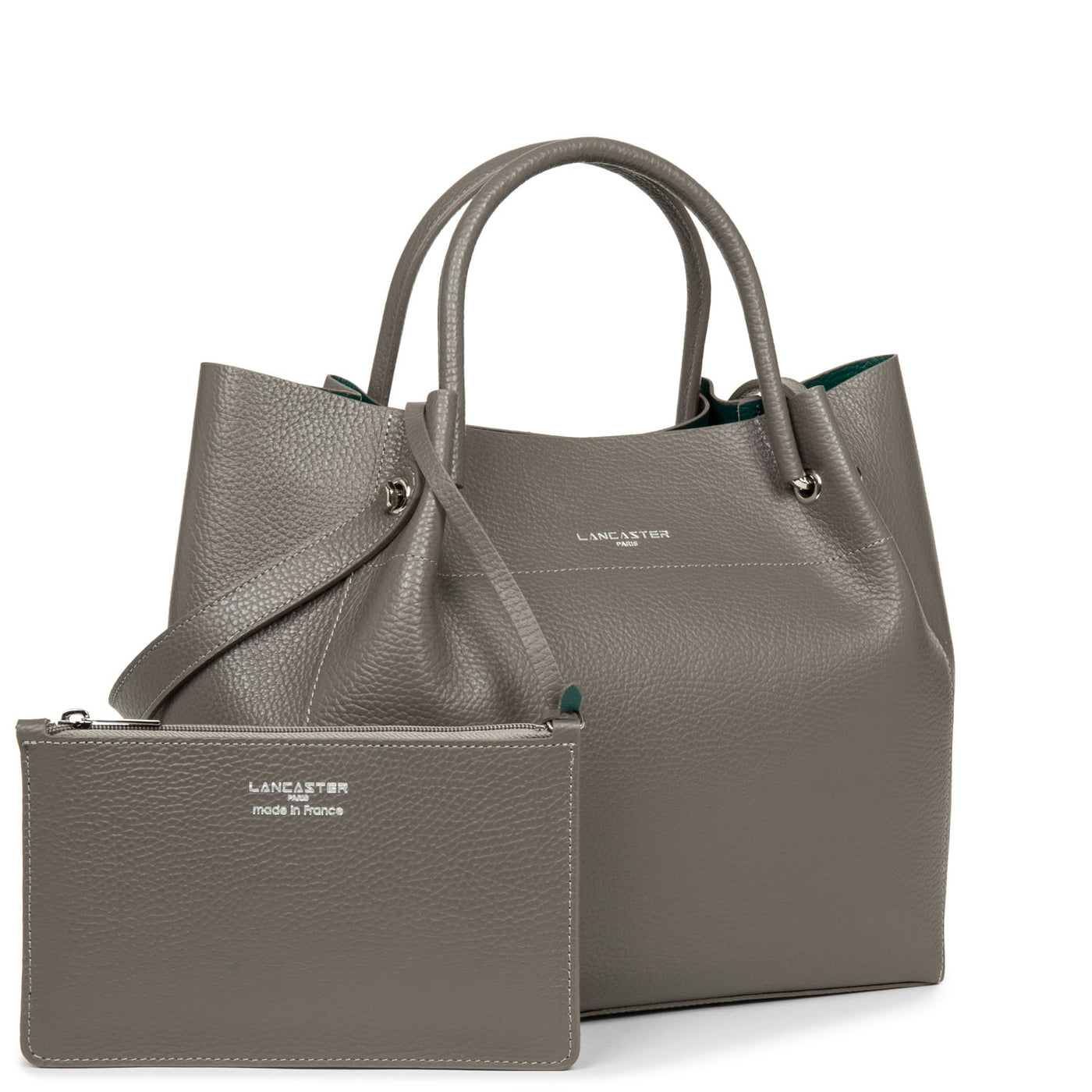 sac cabas épaule - foulonné double #couleur_gris-in-vert-paon