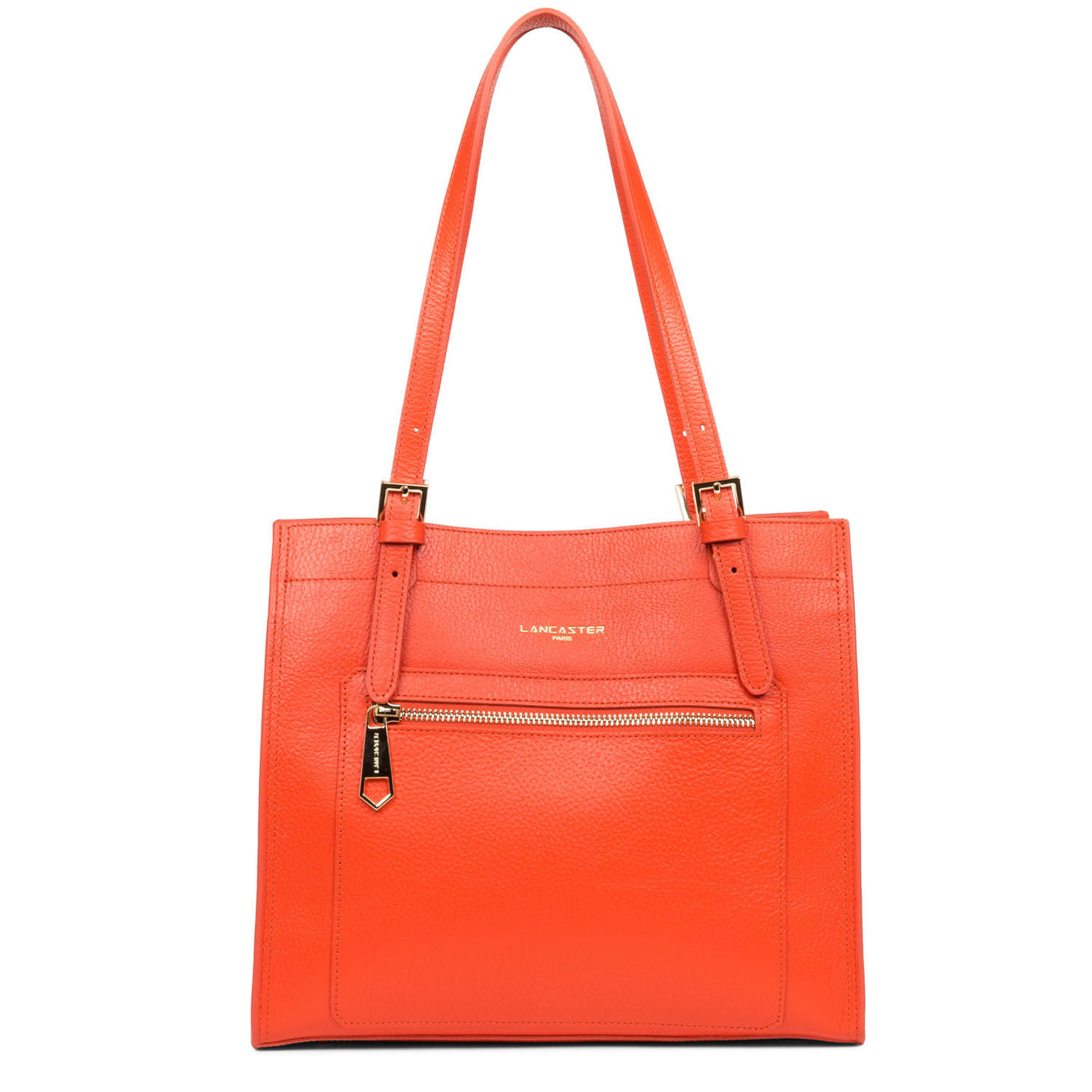 sac cabas épaule - foulonné double #couleur_orange-in-nude