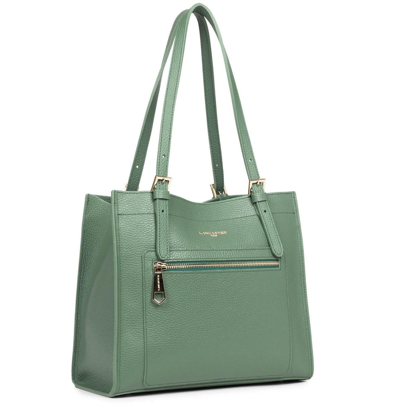 sac cabas épaule - foulonné double #couleur_vert-fort-in-or