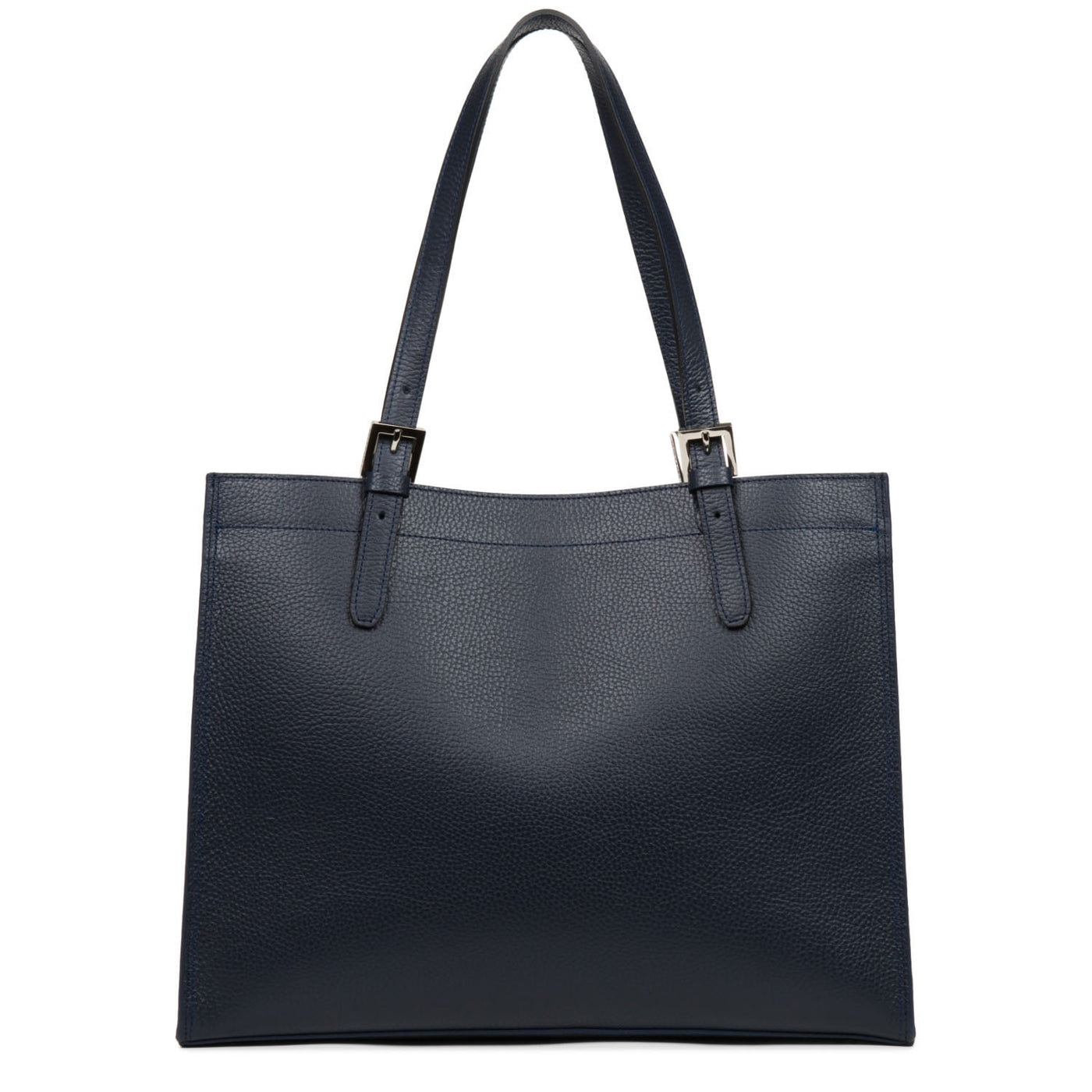grand sac cabas épaule - foulonné double #couleur_bleu-fonc-in-argent