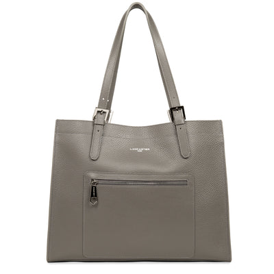 grand sac cabas épaule - foulonné double #couleur_gris-in-vert-paon