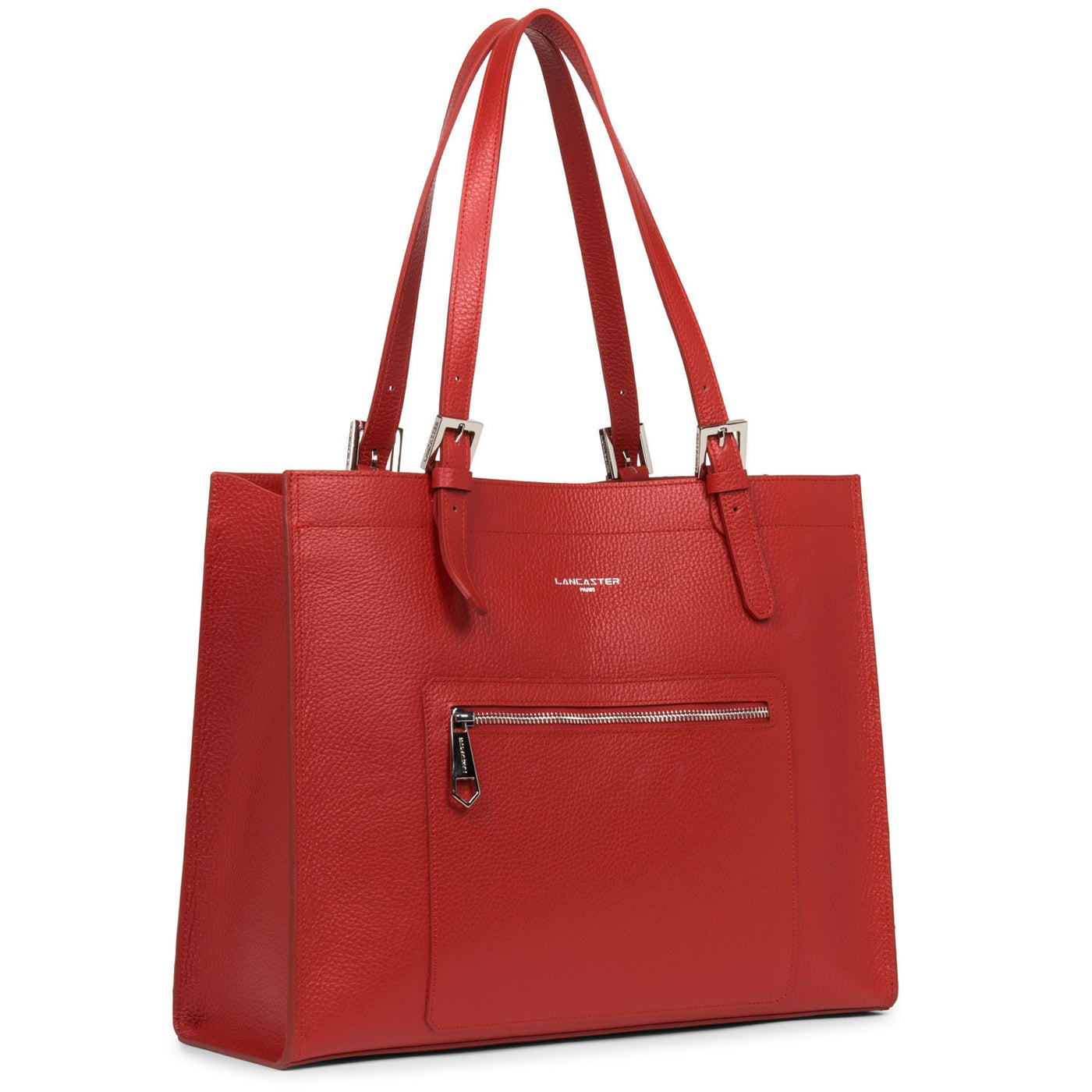 grand sac cabas épaule - foulonné double #couleur_rouge-in-poudre