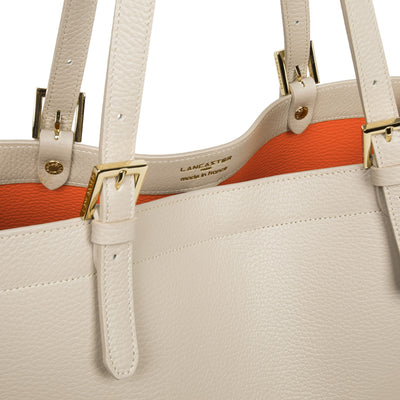 très grand sac cabas épaule - foulonne double #couleur_beige-in-orange