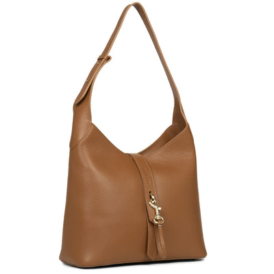 grand sac hobo - foulonné double hook #couleur_camel-in-orange