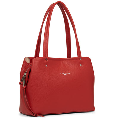 sac cabas épaule - foulonné double #couleur_rouge-in-poudre