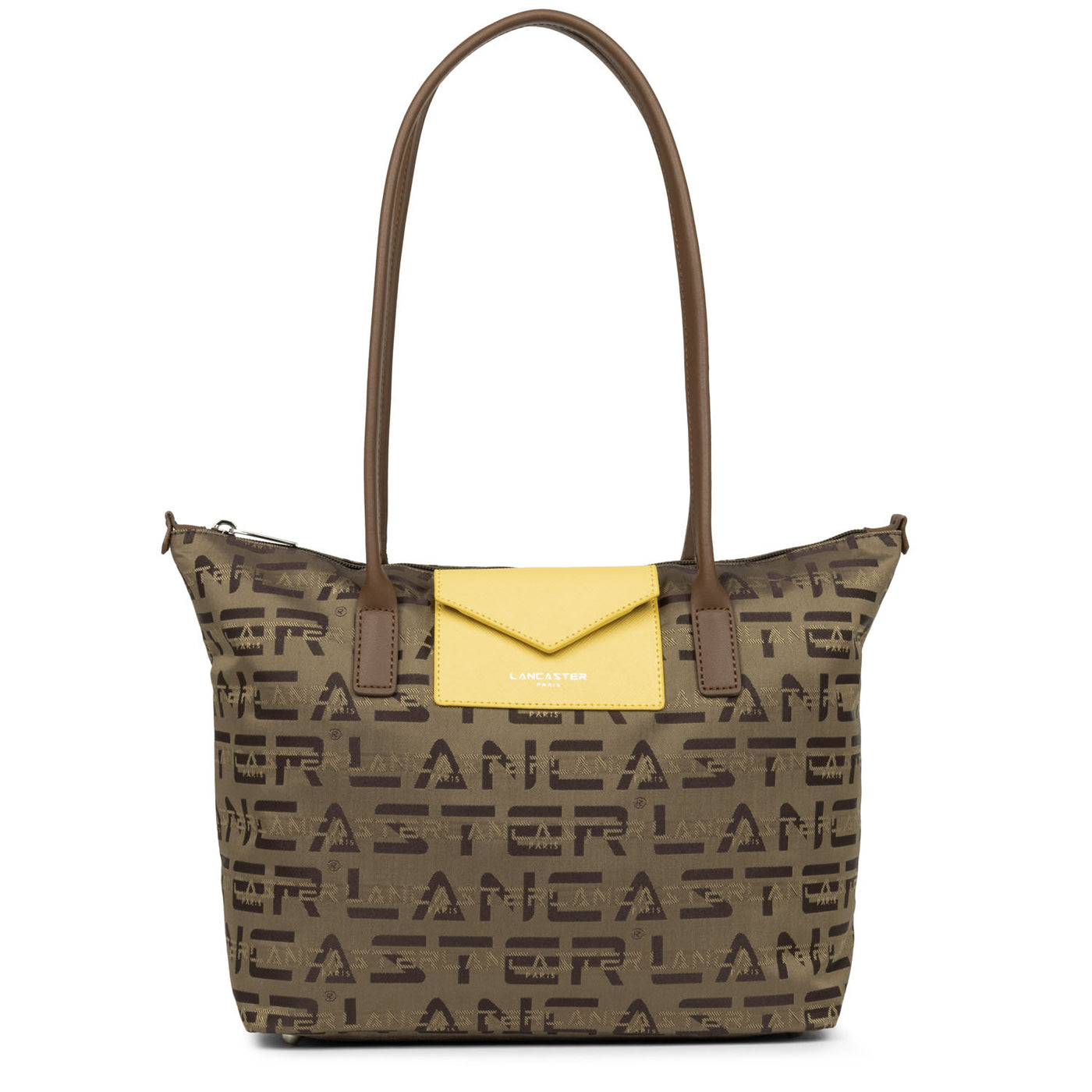 sac cabas épaule - logo kba #couleur_marron-vison-jaune