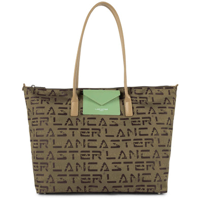 grand sac cabas épaule - logo kba #couleur_marron-naturel-jade