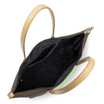 grand sac cabas épaule - logo kba #couleur_marron-naturel-jade