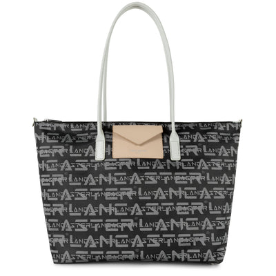 grand sac cabas épaule - logo kba #couleur_noir-gris-poudre