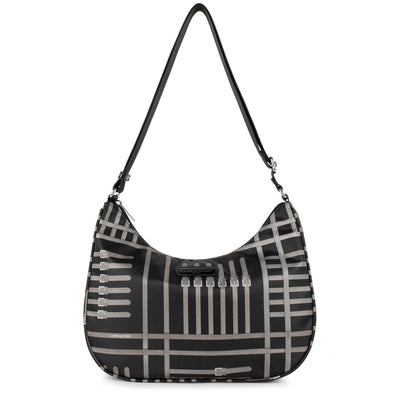 sac besace - basic verni #couleur_noir-taupe