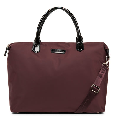 grand sac cabas main - basic verni #couleur_bordeaux-noir