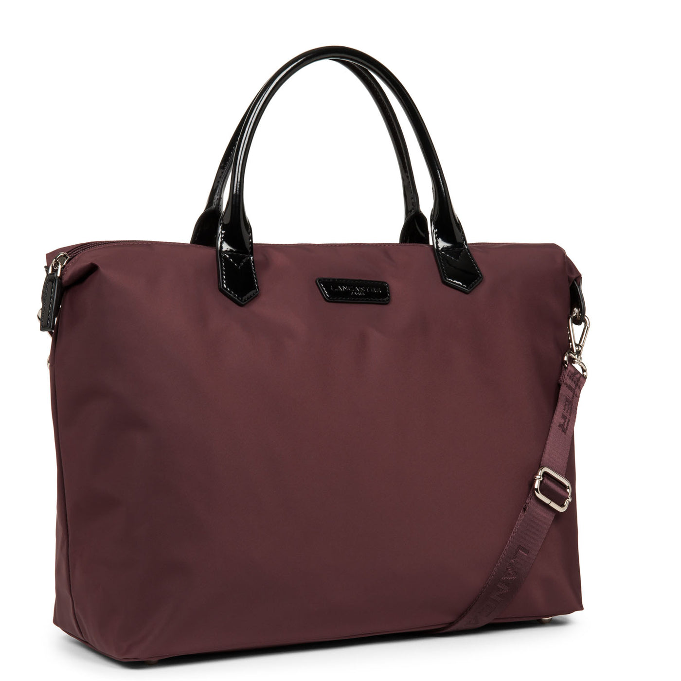 grand sac cabas main - basic verni #couleur_bordeaux-noir