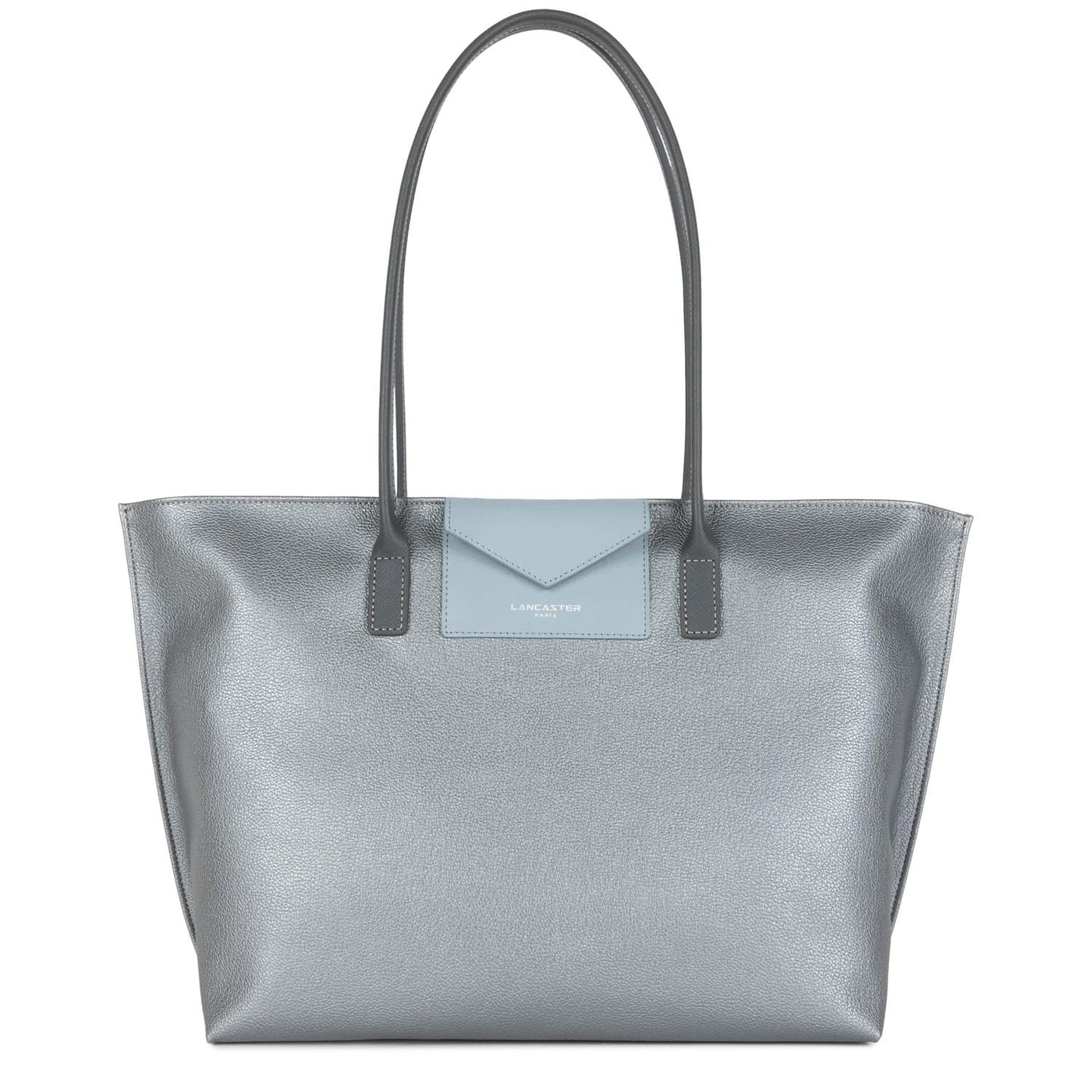 grand sac cabas épaule - maya #couleur_argent-bleu-cendre-gris