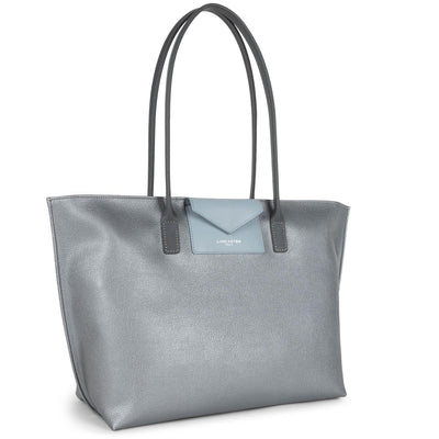 grand sac cabas épaule - maya #couleur_argent-bleu-cendre-gris