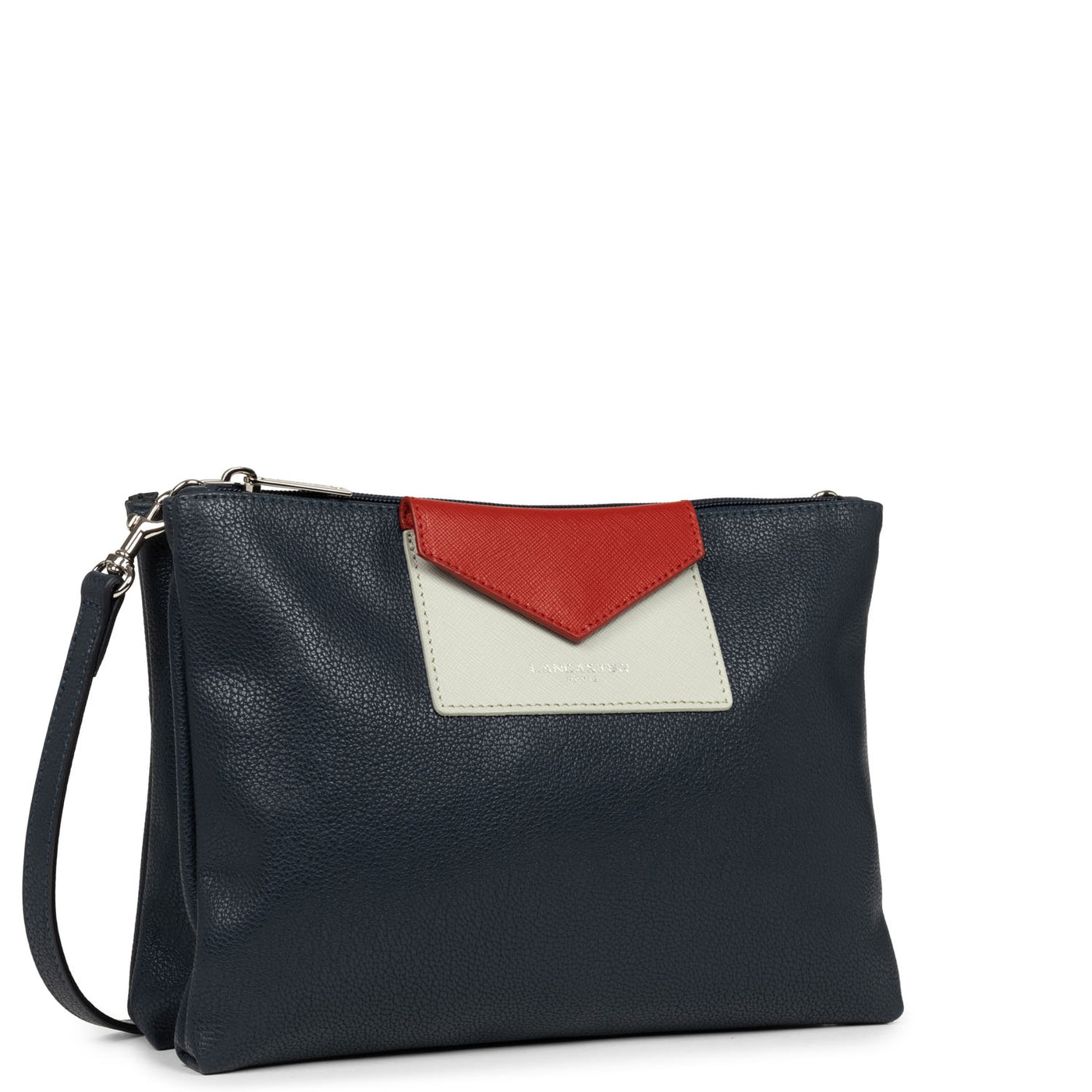 double pochette - maya #couleur_bleu-fonc-gris-clair-rouge