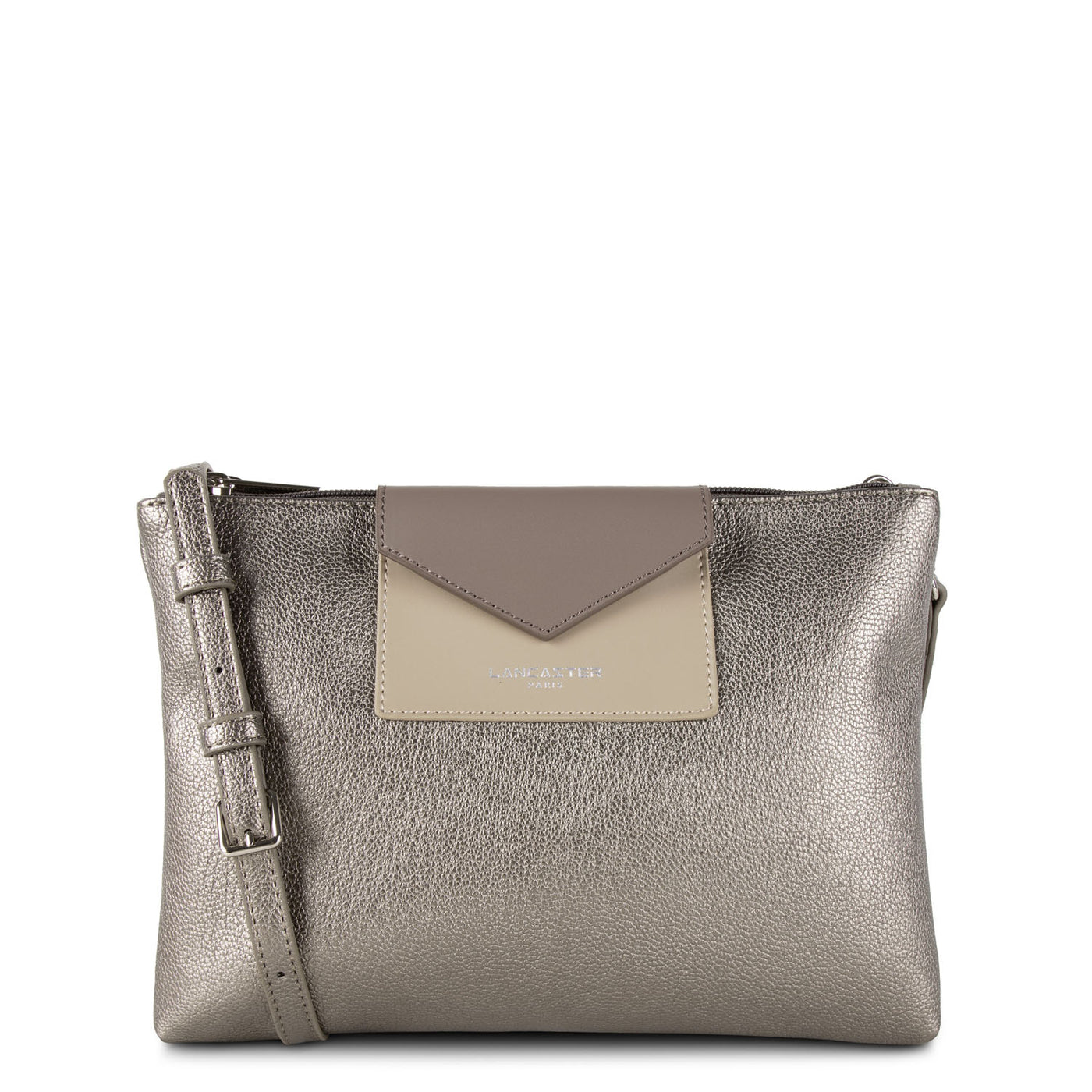 double pochette - maya #couleur_etain-galet-taupe