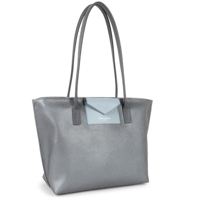 sac cabas épaule - maya #couleur_argent-bleu-cendre-gris