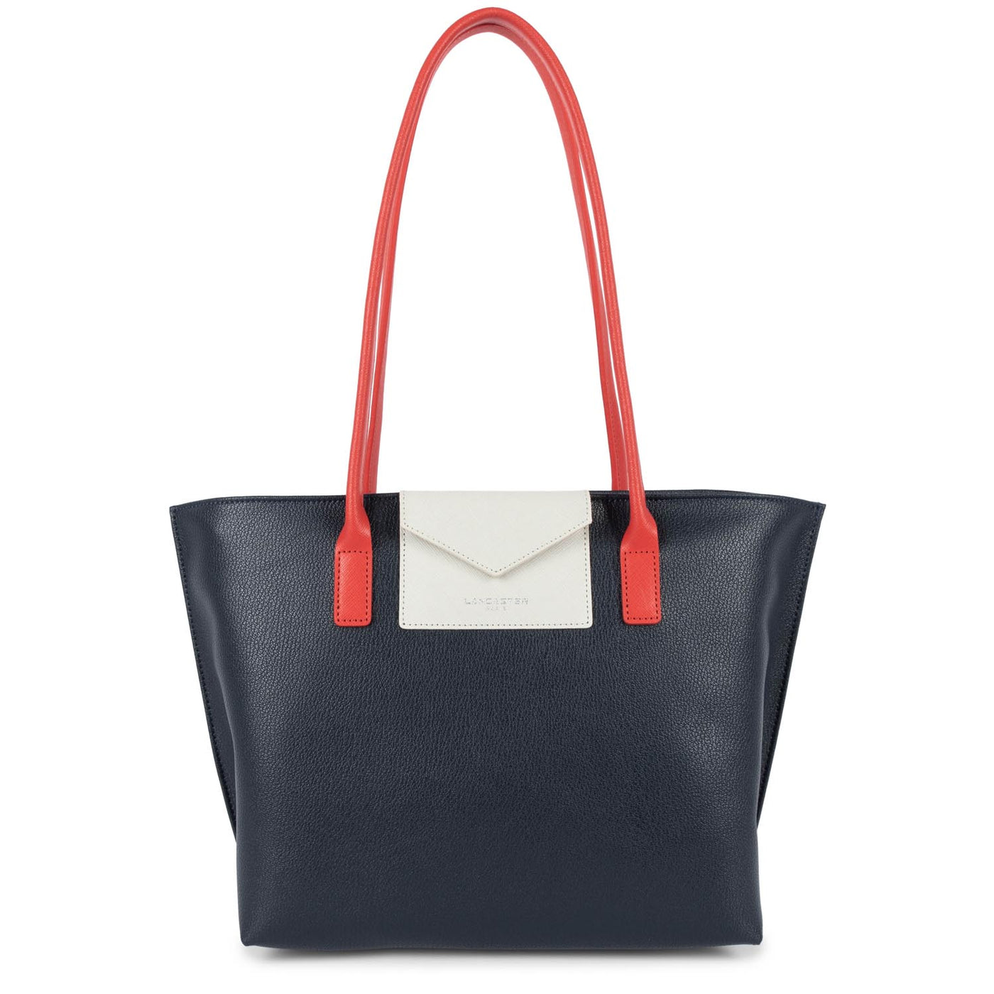 sac cabas épaule - maya #couleur_bleu-fonc-ivoire-corail